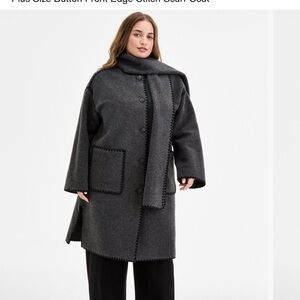 BCBGMaxAzria Charcoal Buttoned Cape with Scarf